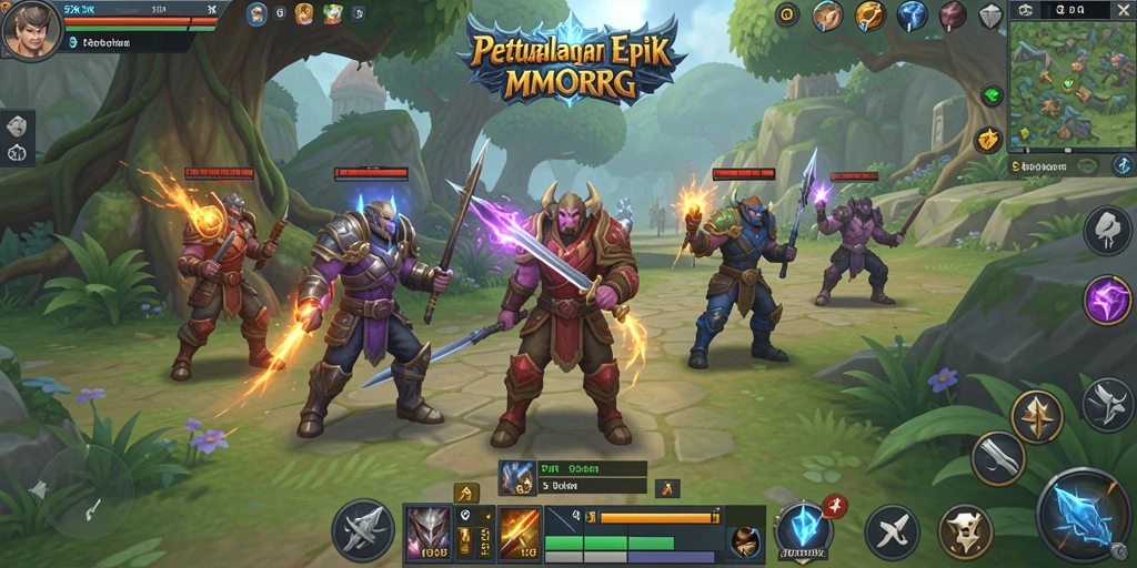 Gameplay seru di dunia fantasi MMORPG 5ZK yang memikat.