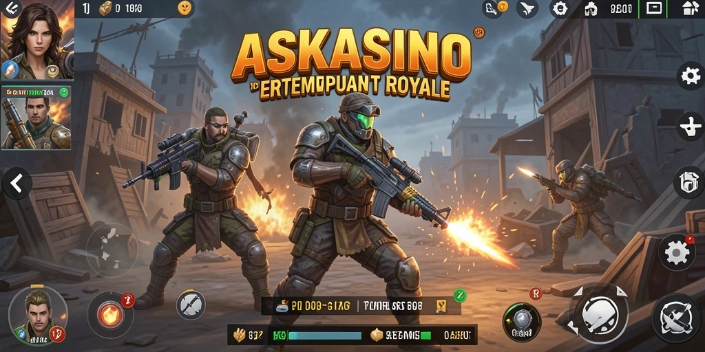 Screenshot gameplay seru dari ASKASINO di medan perang Battle Royale.