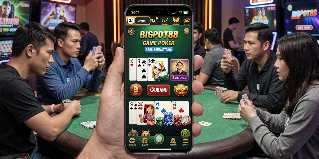 Screenshot gameplay BIGPOT88 menampilkan suasana poker yang seru.