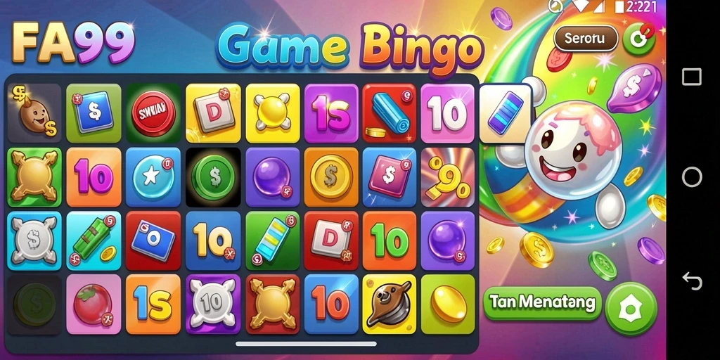 Tampilan gameplay seru di FA99 dengan nuansa Bingo yang menggembirakan.
