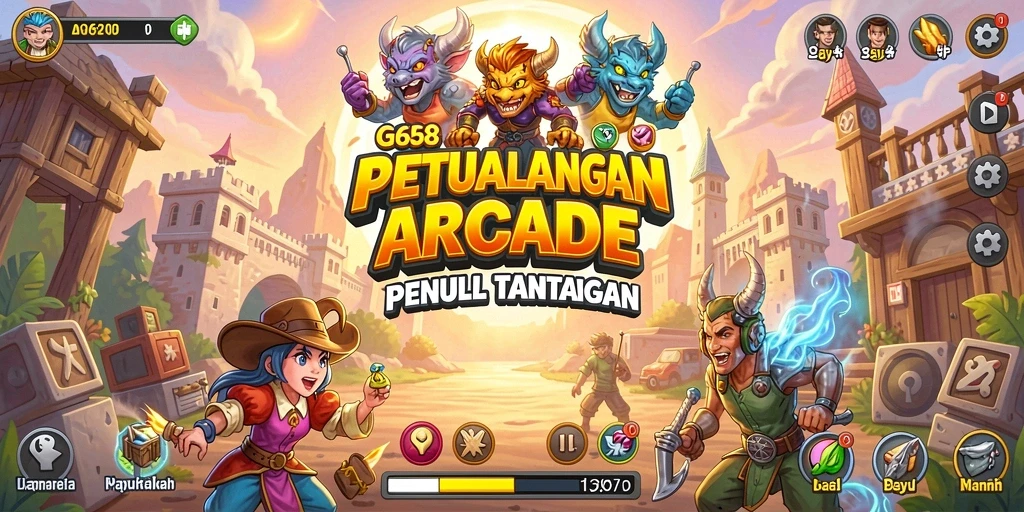 Tangkapan layar utama G668 menunjukkan gameplay Arcade seru dan menantang.