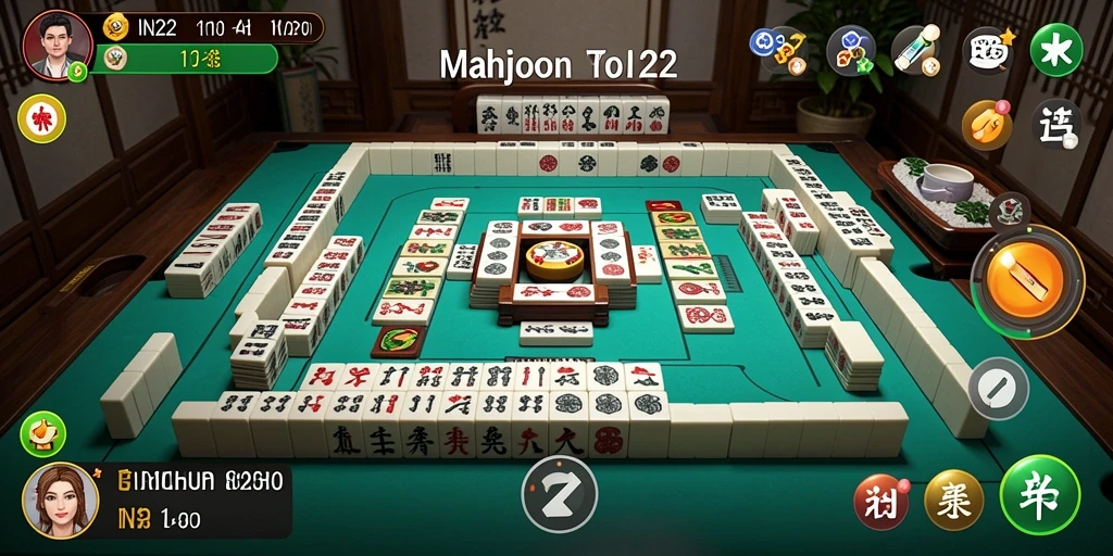 Tampilan gameplay seru dan menarik dari IN22 menggunakan desain Mahjong.