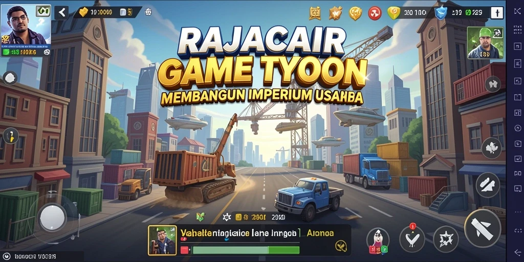 Tampilan seru dari gameplay RAJACAIR dengan aksi membangun bisnis.