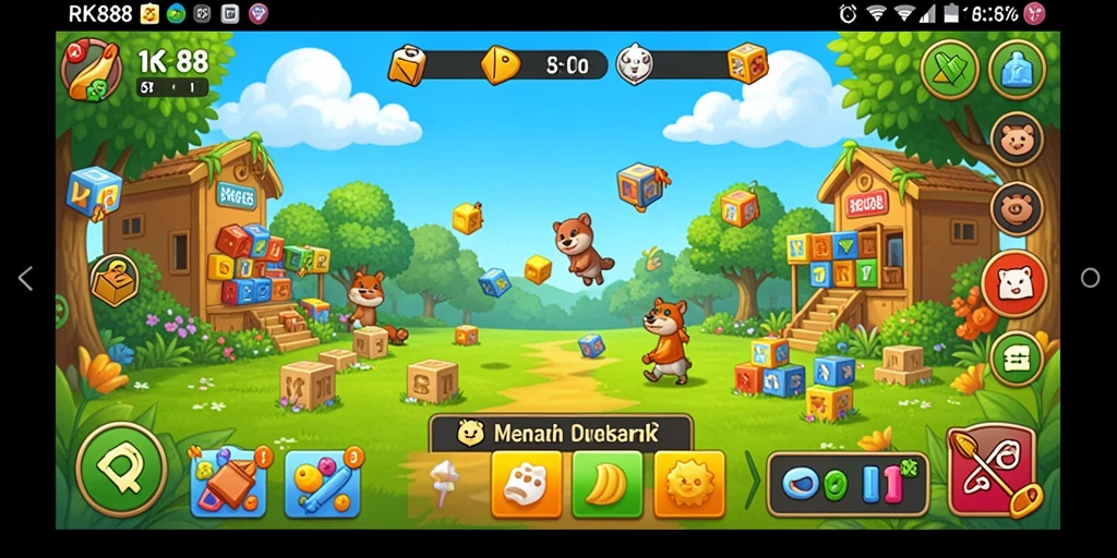 Tampilan gameplay menarik dari RK88 dengan berbagai tantangan puzzle.