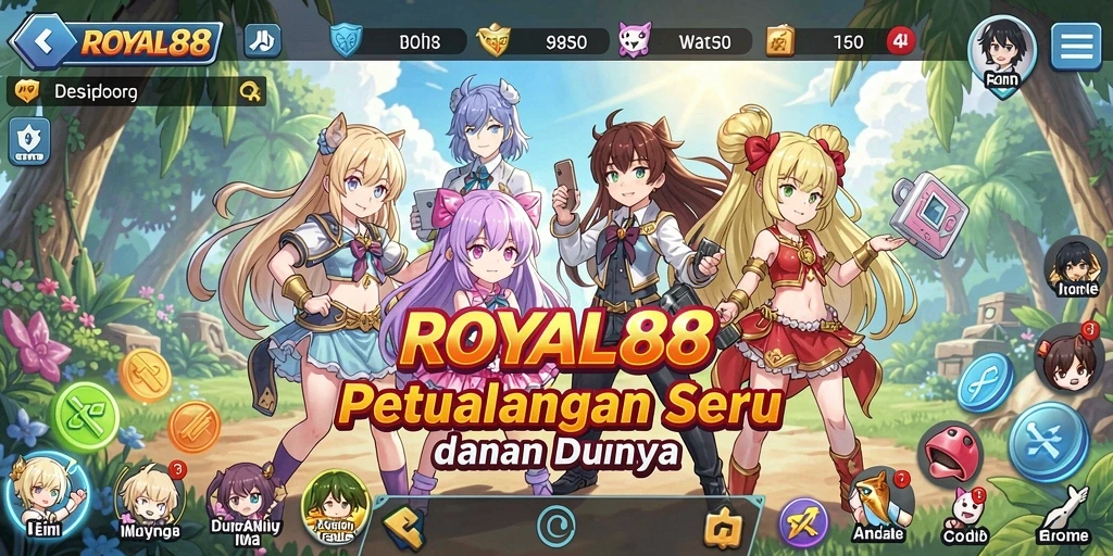 Tangkapan layar game ROYAL88 menampilkan aksi karakter Anime dalam pertempuran seru.