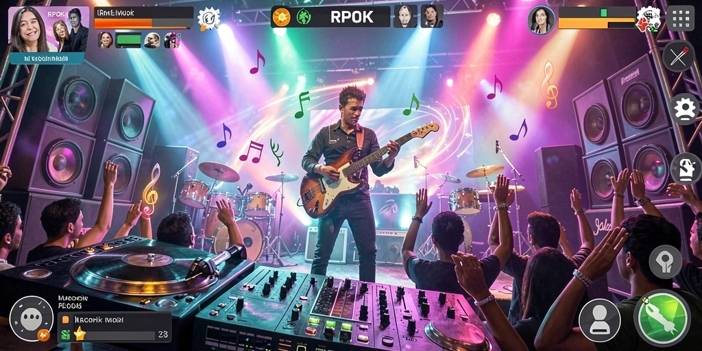 Screenshot gameplay RPOK dengan berbagai pilihan lagu yang menarik.
