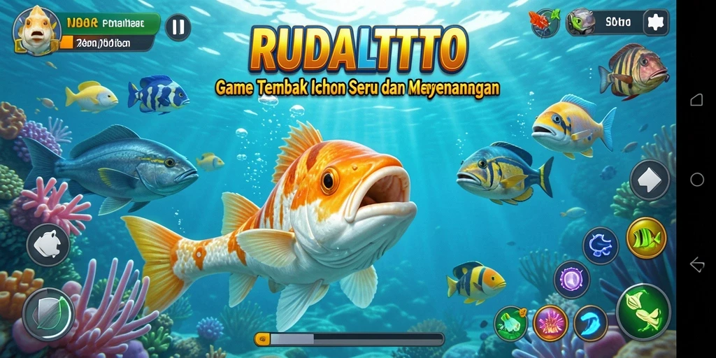 Tangkapan layar RUDALTOTO yang menunjukkan aksi seru menembak ikan.