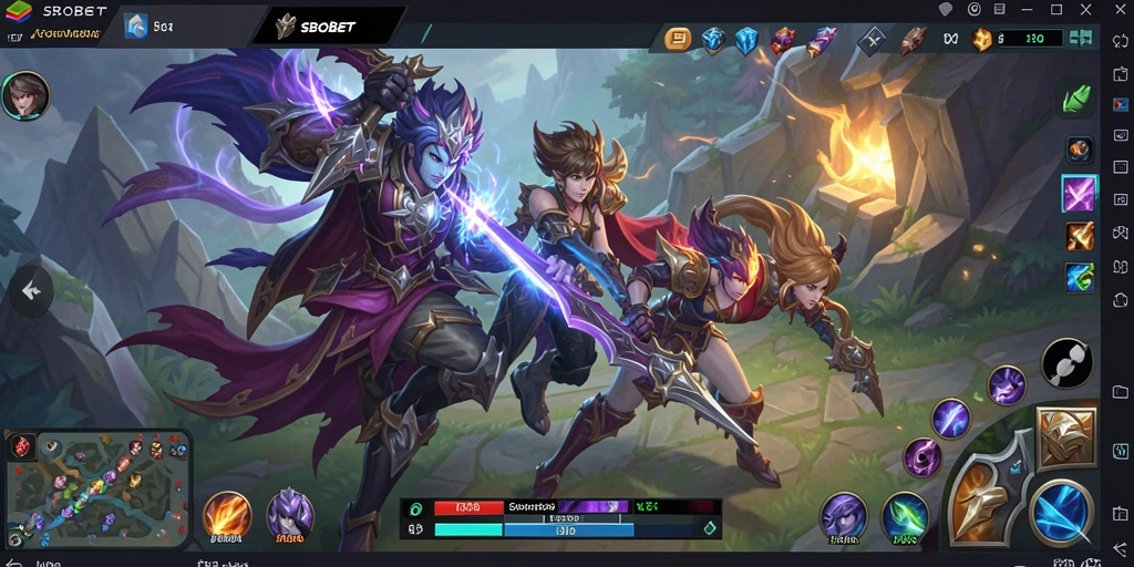 Gamplay seru SBOBET dengan aksi MOBA yang mendebarkan.