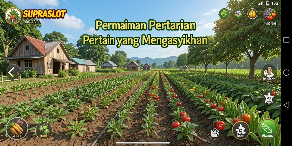 Tangkapan layar utama <strong>SUPRASLOT</strong> menampilkan suasana bertani yang cerah dan penuh warna.