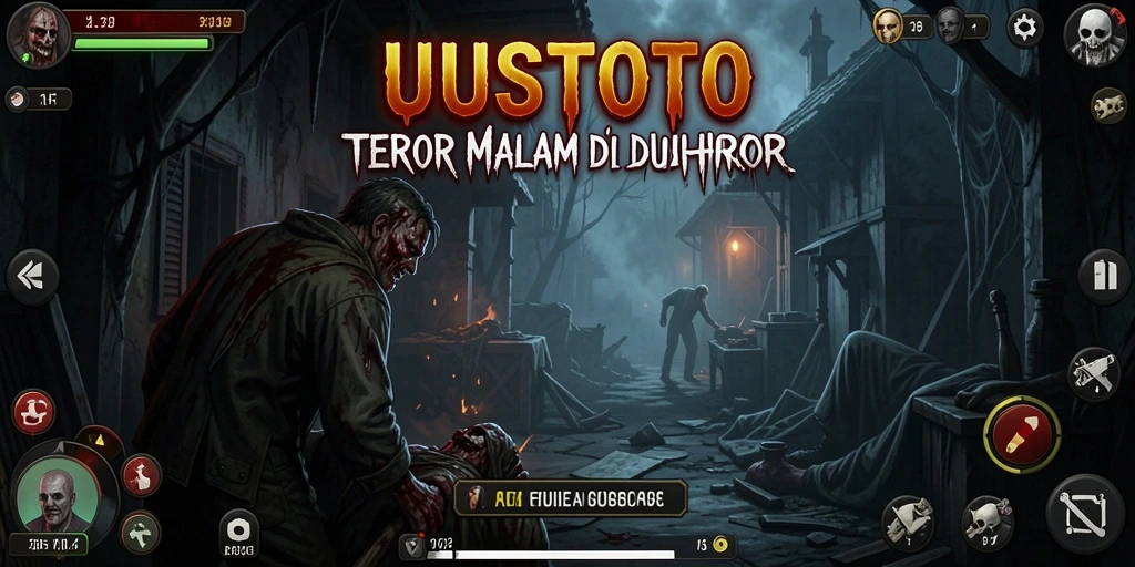Tampilan gameplay UUSTOTO, menampilkan suasana mencekam dan makhluk menyeramkan.